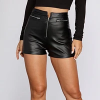 High Waist Faux Leather Shorts