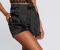Satin Paper Bag Dress Shorts