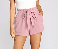 Poised Paperbag High Waist Woven Shorts
