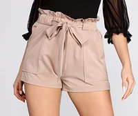 Poised Paperbag High Waist Woven Shorts