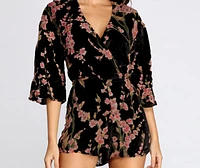 Velvet Burnout Floral Cutie Romper