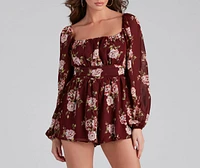 Fresh Florals Chiffon Tie-Back Romper