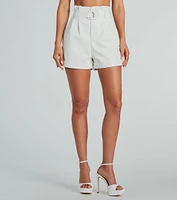 Keep It Short Faux Leather Paperbag Shorts