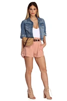 Poised Paperbag High Waist Woven Shorts