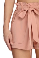 Poised Paperbag High Waist Woven Shorts