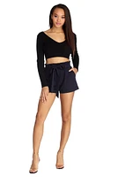 Poised Paperbag High Waist Woven Shorts