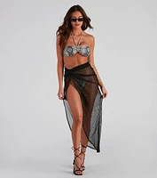 Knot Ur Average Babe Mesh Asymmetrical Maxi Skirt