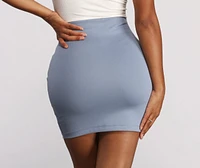 High Waist Ponte Knit Mini Skirt