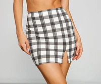 Perfection Plaid Side Slit Mini Skirt