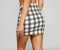 Perfection Plaid Side Slit Mini Skirt