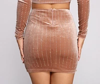 Janessa Formal Heat Stone Velvet Mini Skirt