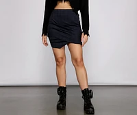 Asymmetrical Houndstooth Print Mini Skirt