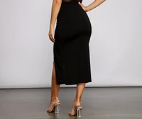 A Stylish Moment Ruched Midi Skirt