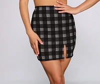 Perfection Plaid Side Slit Mini Skirt