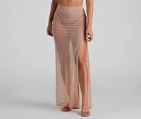 Wrap Me Glam Mesh Maxi Skirt