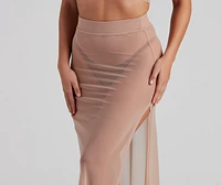Wrap Me Glam Mesh Maxi Skirt