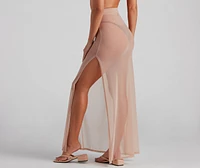 Wrap Me Glam Mesh Maxi Skirt