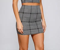 So Poised Ponte Plaid Mini Skirt