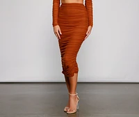 Moment For Mesh Ruched Midi Skirt