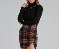 Checkin' It Twice Plaid Suspender Skirt
