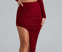 First Look Ruched Maxi Skirt