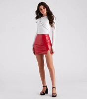 Sleek And Luxe Faux Leather Mini Skirt