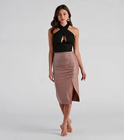 Sleek Business Slit Midi Skirt