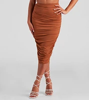 Gorgeous Silhouette Ruched Midi Skirt