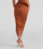 Gorgeous Silhouette Ruched Midi Skirt