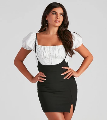 Sweet Staple Crepe Suspender Skirt
