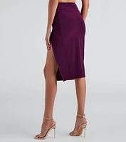 Up To Ruche Slit Midi Skirt