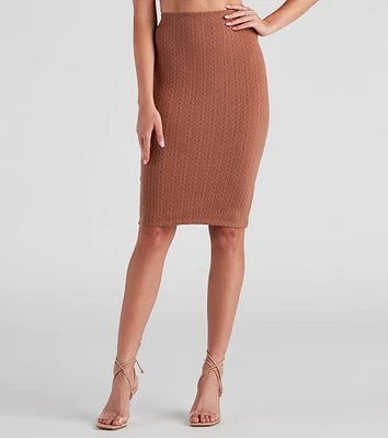 Cabin Cable Knit Midi Skirt