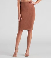 Cabin Cable Knit Midi Skirt