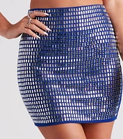 Disco Vibes Rhinestone Mini Skirt