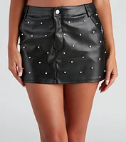Chic Details Pearl PU Mini Skirt