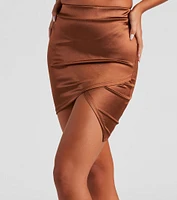 A Night Satin Wrap Mini Skirt