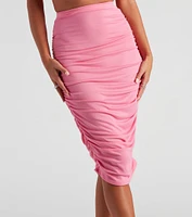 Gorgeous Silhouette Ruched Midi Skirt