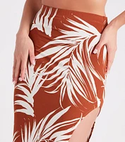 Island Breeze Tropical Print Midi Skirt
