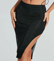 Sparkly Allure Rhinestone Fishnet Midi Skirt