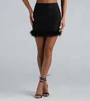 Chic And Fab Marabou Feather Trim Mini Skirt
