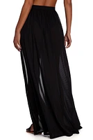 Tie Waist Mesh Maxi Skirt