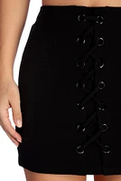 Laced Ponte Mini Skirt
