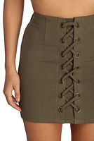Laced Ponte Mini Skirt