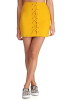 Laced Ponte Mini Skirt