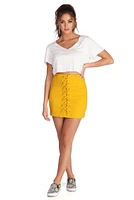 Laced Ponte Mini Skirt