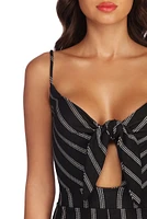 Stand Out Striped Tie Front Jumpsuit