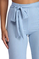 Striped And Tied High Waist Pants