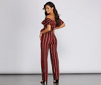 Tie Waist Striped Jumpsuit