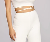 X Marks Ribbed Wide Pants