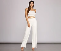 X Marks Ribbed Wide Pants
